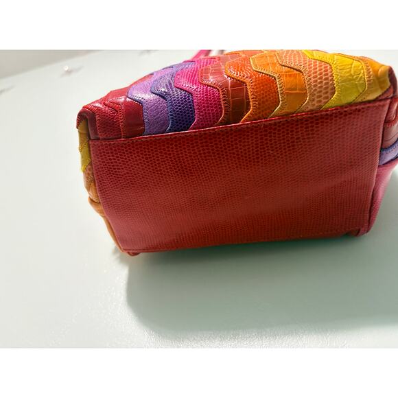 Sharif Vintage Red Leather Patchwork Crossbody Purse - Picture 8 of 13